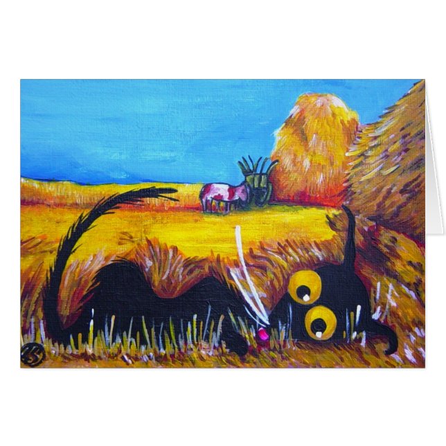 Stressie i höet! hälsningskort (Framsidan Horizontal)