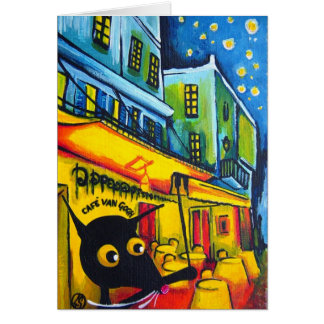 Stressie katt & Van Gogh Hälsningskort