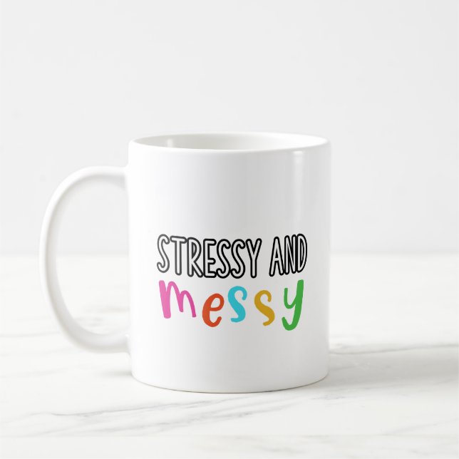 Stressig och rörig kaffemugg (Vänster)