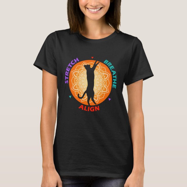Stretch Breathe Align Cat Silhouette T Shirt (Framsida)