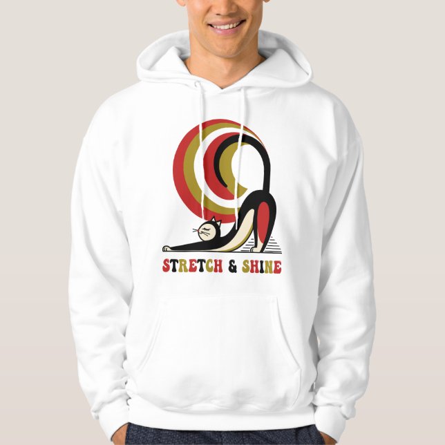Stretch & Shine Retro Kattdesign Hoodie (Framsida)