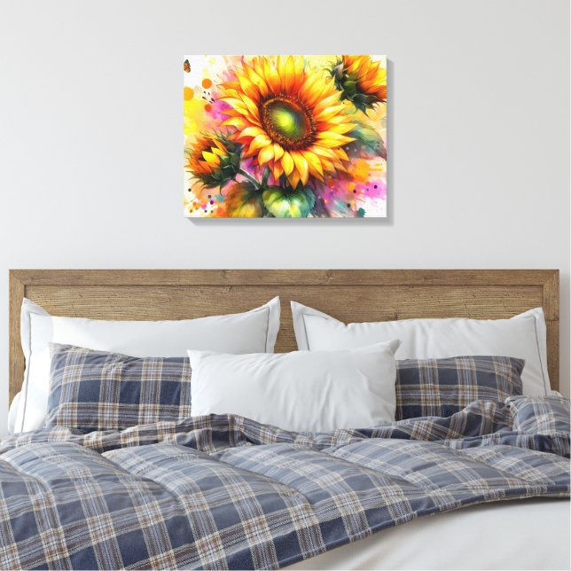 Stretched Canvas Art - vacker Gult Solros (Insitu (sovrum))
