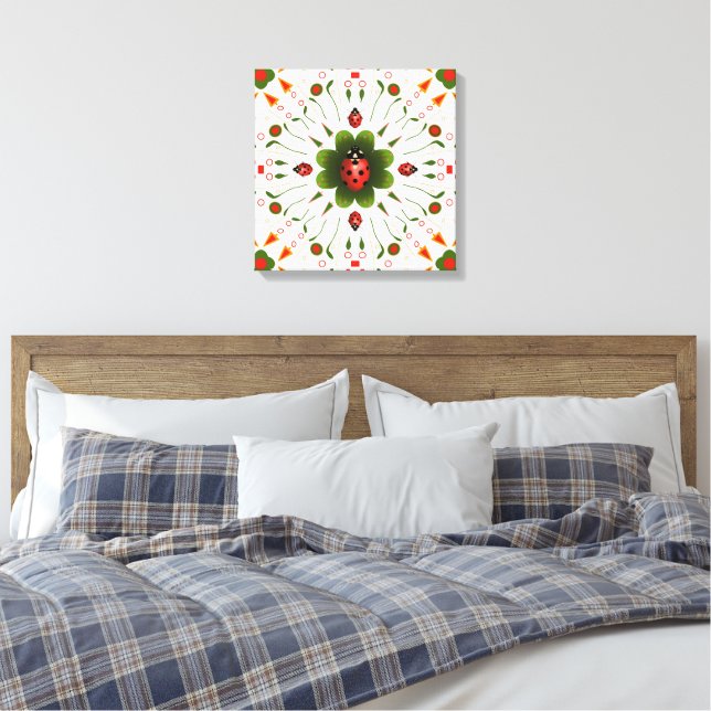 Stretched Canvas Ladybug-atemat Skriv ut 16 tum x  (Insitu (sovrum))