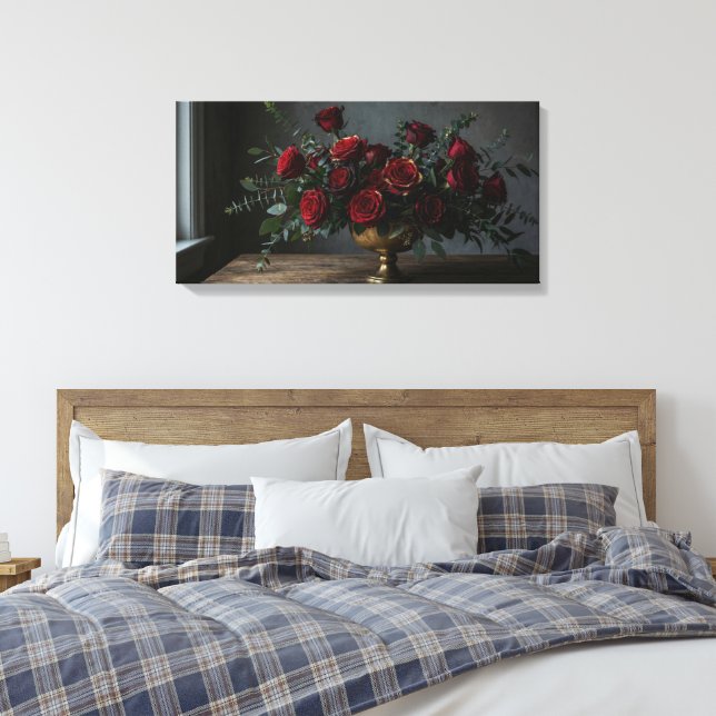 Stretched Canvas Print Dark Florals (Insitu (sovrum))