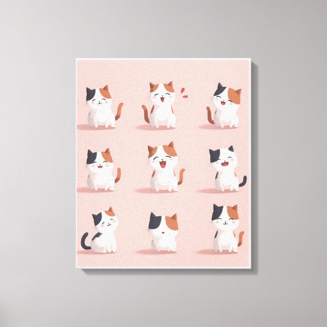 Stretched Canvas Print of a cat smiling happily (Framsida)