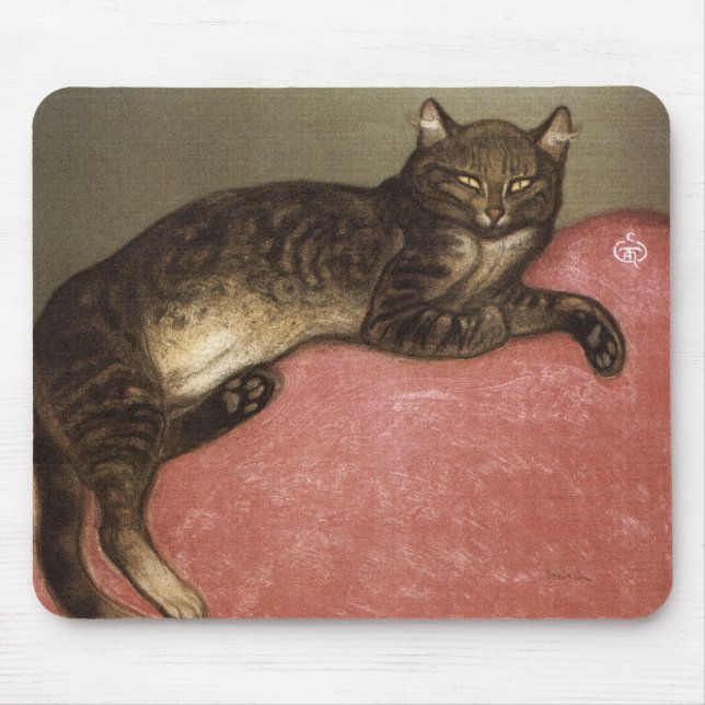 Stretched Cat on Soffa - av Theophile Steinlen Musmatta (Framsidan)