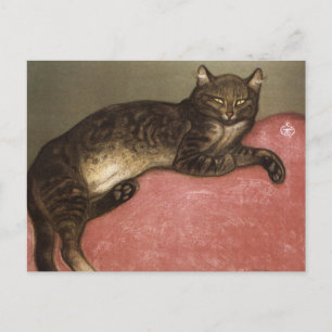 Stretched Cat on Soffa - av Theophile Steinlen Vykort