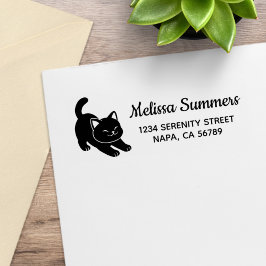 Stretching Black Cat Return Address Stämpel