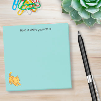 Stretching Orange Tabby Cat Green Custom Text Post-it Block