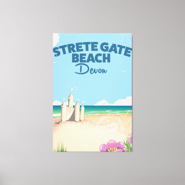 Strete Gate Beach Devon vintage resemålderikat aff Canvastryck (Framsida)