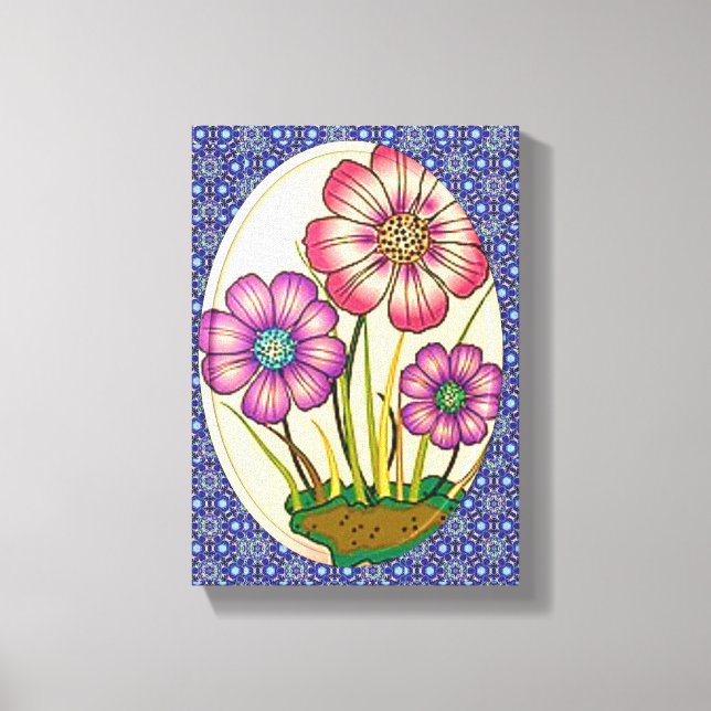 Stretsad Kanvastryck Mors dag Blommigt (Framsida)