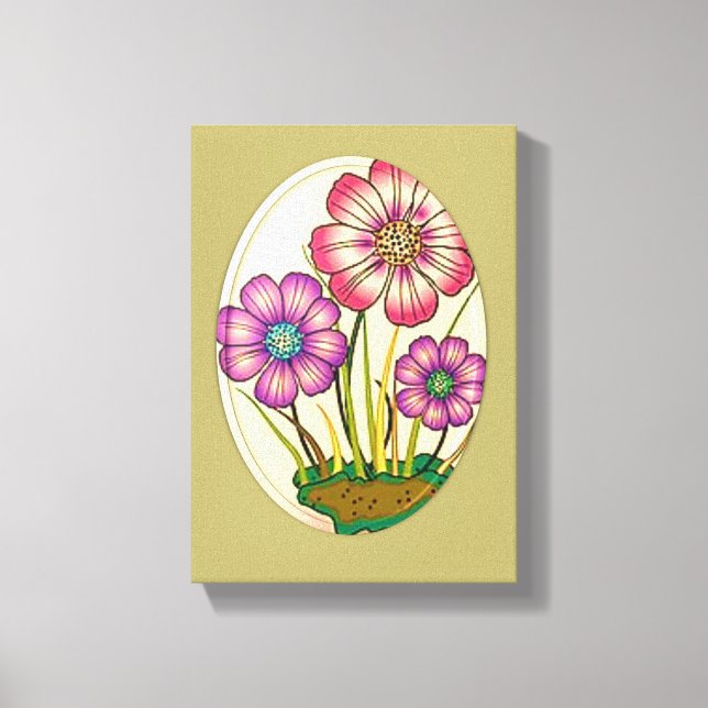 Stretsad Kanvastryck Mors dag Blommigt (Framsida)