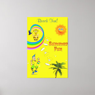 Strettigt Kanvastryck Rainbow Beach Roligt Handfla