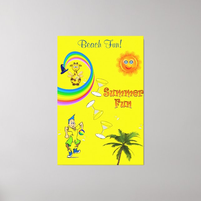 Strettigt Kanvastryck Rainbow Beach Roligt Handfla (Framsida)