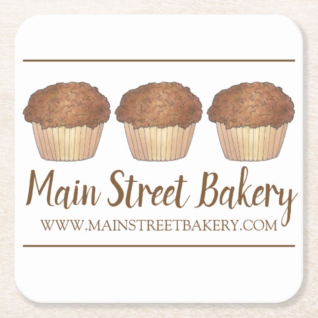 Streusel Crumb Muffin Baked Goods Bakery Bake Shop Underlägg Papper Kvadrat (Framsidan)