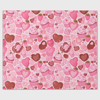 Strewberry Heart Cupcake Valentine Seamless Presentpapper