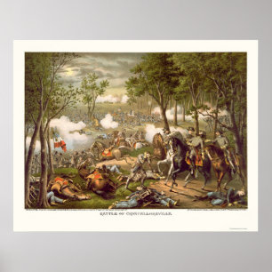 Strid av Chancellorsville av Kurz & Allison 1863 Poster