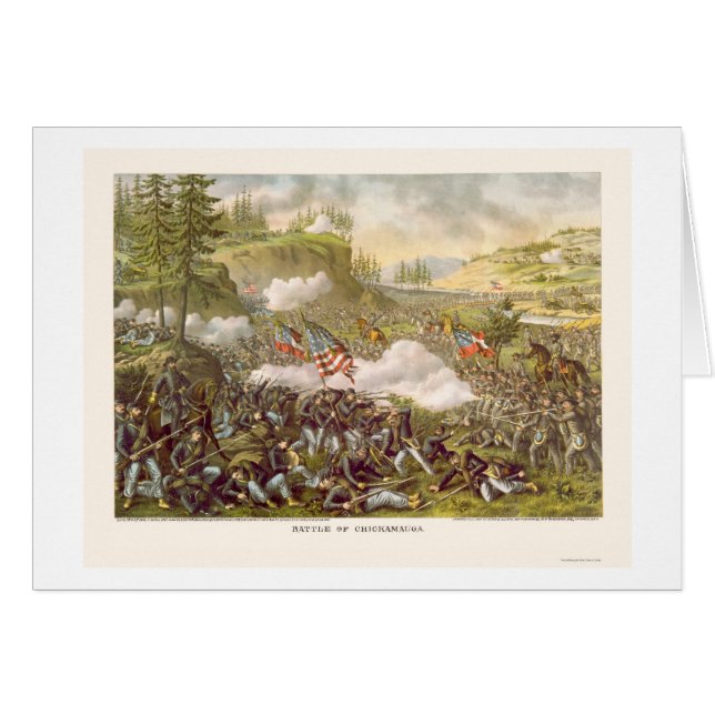 Strid av Chickamauga av Kurz och Allison 1863 Hälsningskort (Framsidan Horizontal)