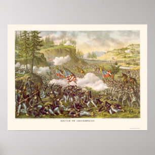 Strid av Chickamauga av Kurz och Allison 1863 Poster