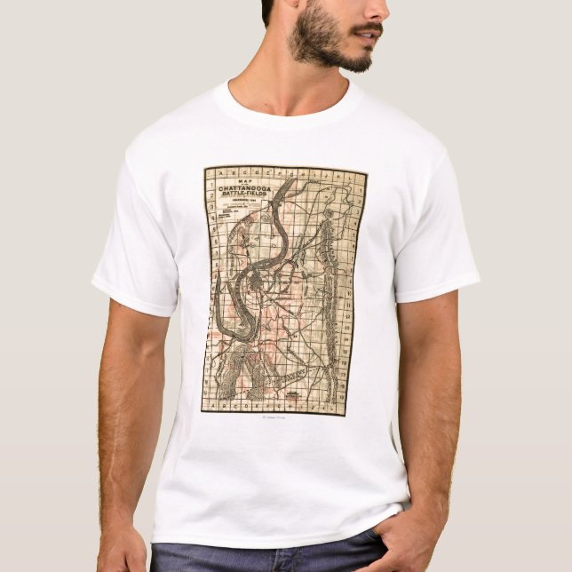 Strid av Chickamauga - panorama- karta 3 för T Shirt (Framsida)