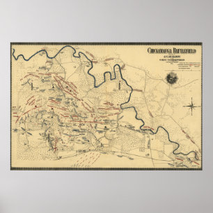 Strid av Chickamauga - panorama- karta för Poster
