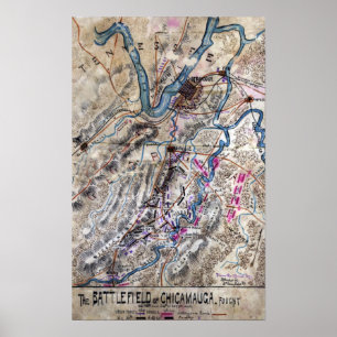 Strid av Chickamauga - panorama- karta för Poster