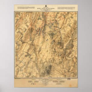 Strid av den Gettysburg kartan Poster