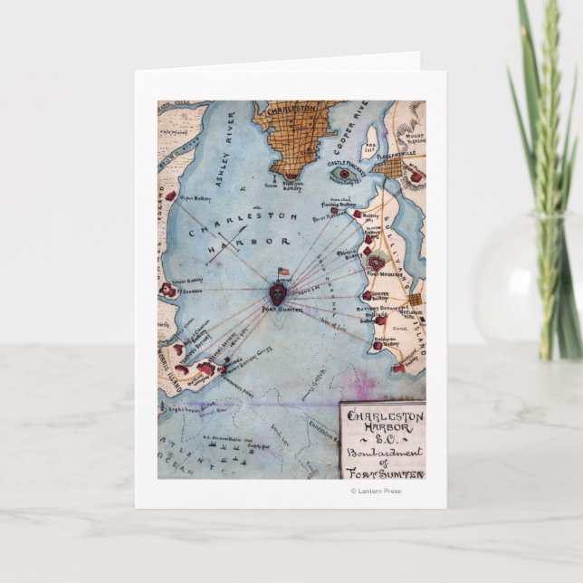 Strid av fort Sumter - panorama- inbördeskrig Kort (Framsida)