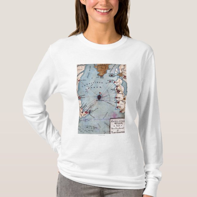 Strid av fort Sumter - panorama- inbördeskrig Tee Shirt (Framsida)