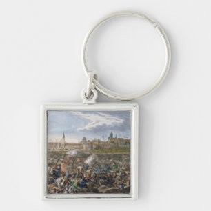 Strid av Leipzig, 19th Oktober 1813 Fyrkantig Silverfärgad Nyckelring