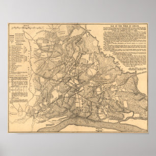 Strid av Shiloh - panorama- karta för inbördeskrig Poster