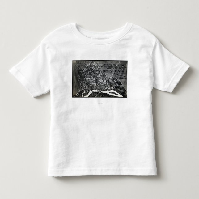Strid av Shiloh - panorama- karta för inbördeskrig Tee Shirt (Framsida)