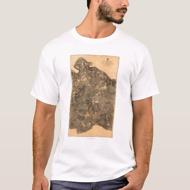 Strid av vildmarken - panorama- inbördeskrig tee shirt (Framsida)