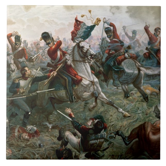 Strid av Waterloo, 18th Juni 1815, 1898 (färg l Kakelplatta (Framsidan)