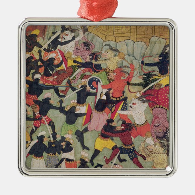 Strid mellan arméerna av Rama och Ravana Julgransprydnad Metall (Framsidan)