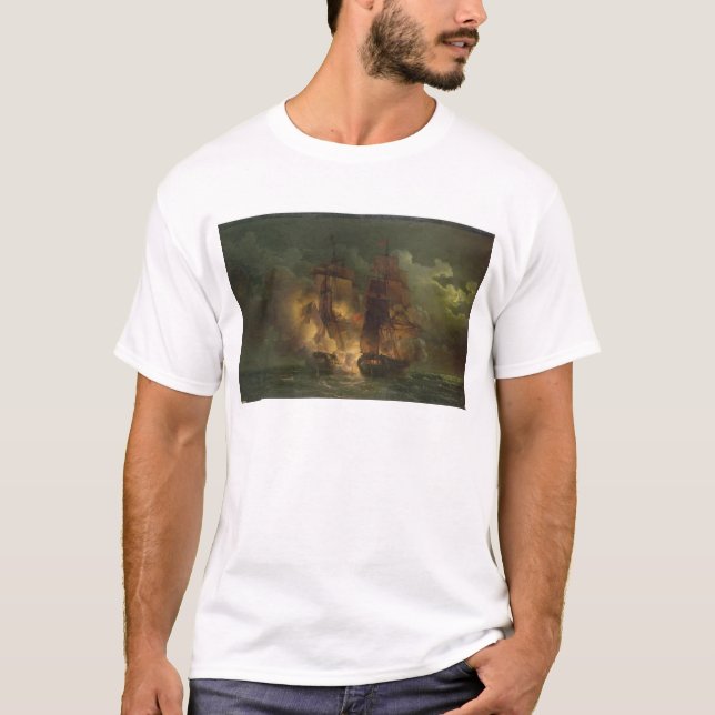 Strid mellan den franska frigaten 'Arethuse T-shirt (Framsida)