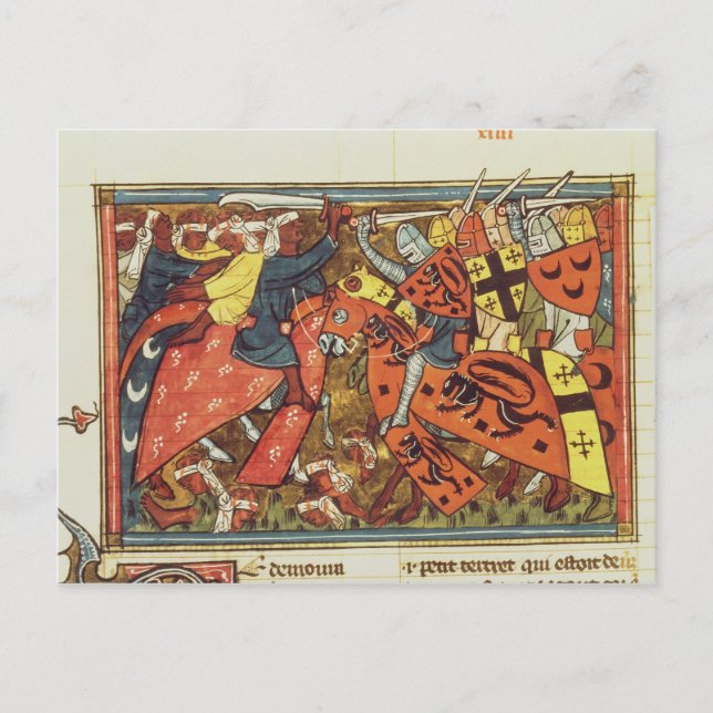 Strid mellan korsfarare och muslimer vykort (Framsida)