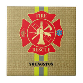 Stridande Firefighter Maltese Kor Art Kakelplatta