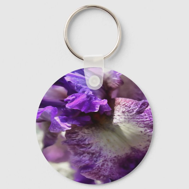 Stridande Lila, Violet och Mauve Iris Abstrakt Nyckelring (Framsida)