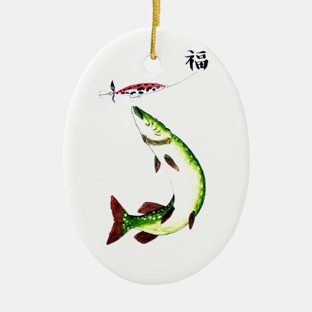 Stridande Pike-fiskarnas dröm Julgransprydnad Keramik (Framsidan)