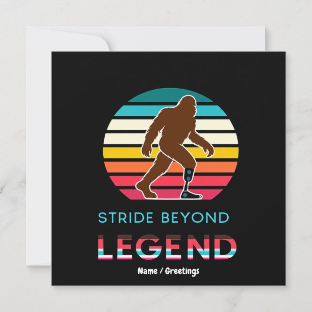 Stride Beyond Legend Sasquatch Amputee Vintage  Inbjudningar (Framsida)
