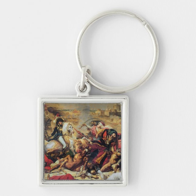 Striden av Aboukir, 25th Juli 1799 Fyrkantig Silverfärgad Nyckelring (Framsidan)