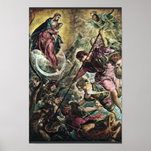 Striden av ärkeängeln Michael med Satan tonar By Poster