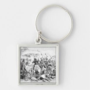 Striden av Bannockburn i 1314 Fyrkantig Silverfärgad Nyckelring