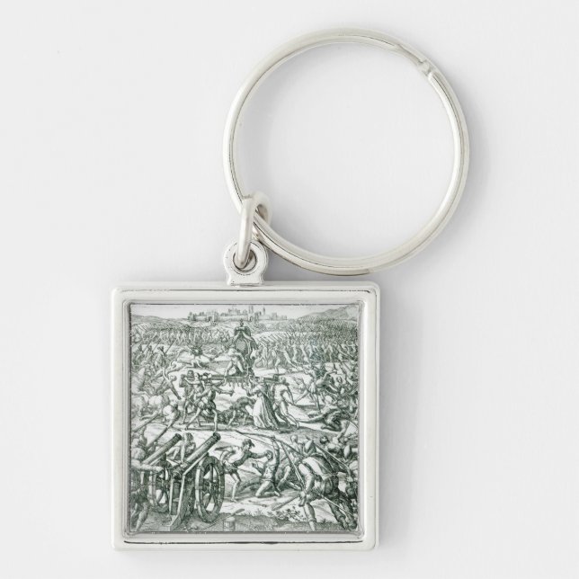 Striden av Cajamarca, 1532 Fyrkantig Silverfärgad Nyckelring (Framsidan)