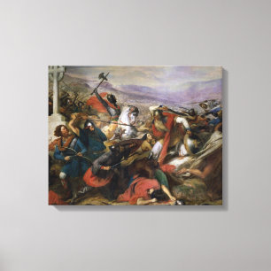 Striden av Poitiers som segras av Charles Martel Canvastryck