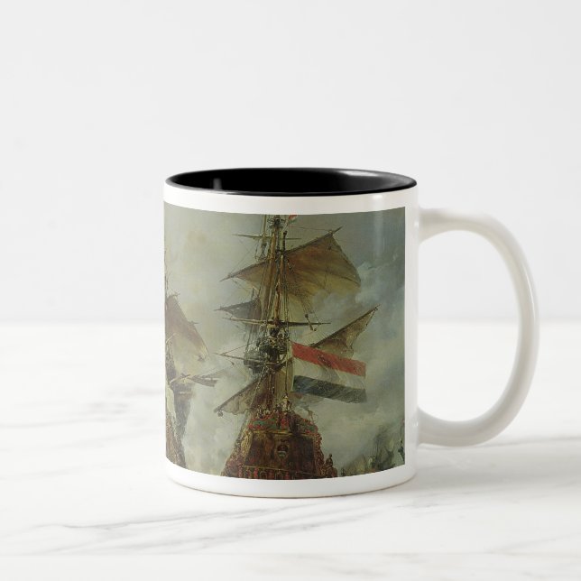 Striden av Texel, 29 Juni 1694 Två-Tonad Mugg (Höger)