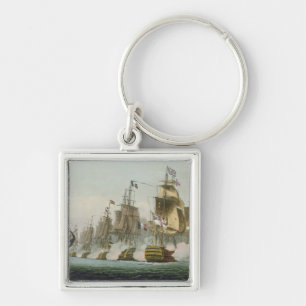 Striden av Trafalgar, 21st Oktober 1805, engrav Fyrkantig Silverfärgad Nyckelring