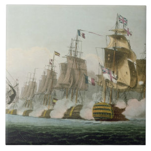 Striden av Trafalgar, 21st Oktober 1805, engrav Kakelplatta