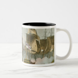 Striden av Trafalgar, 21st Oktober 1805, engrav Två-Tonad Mugg